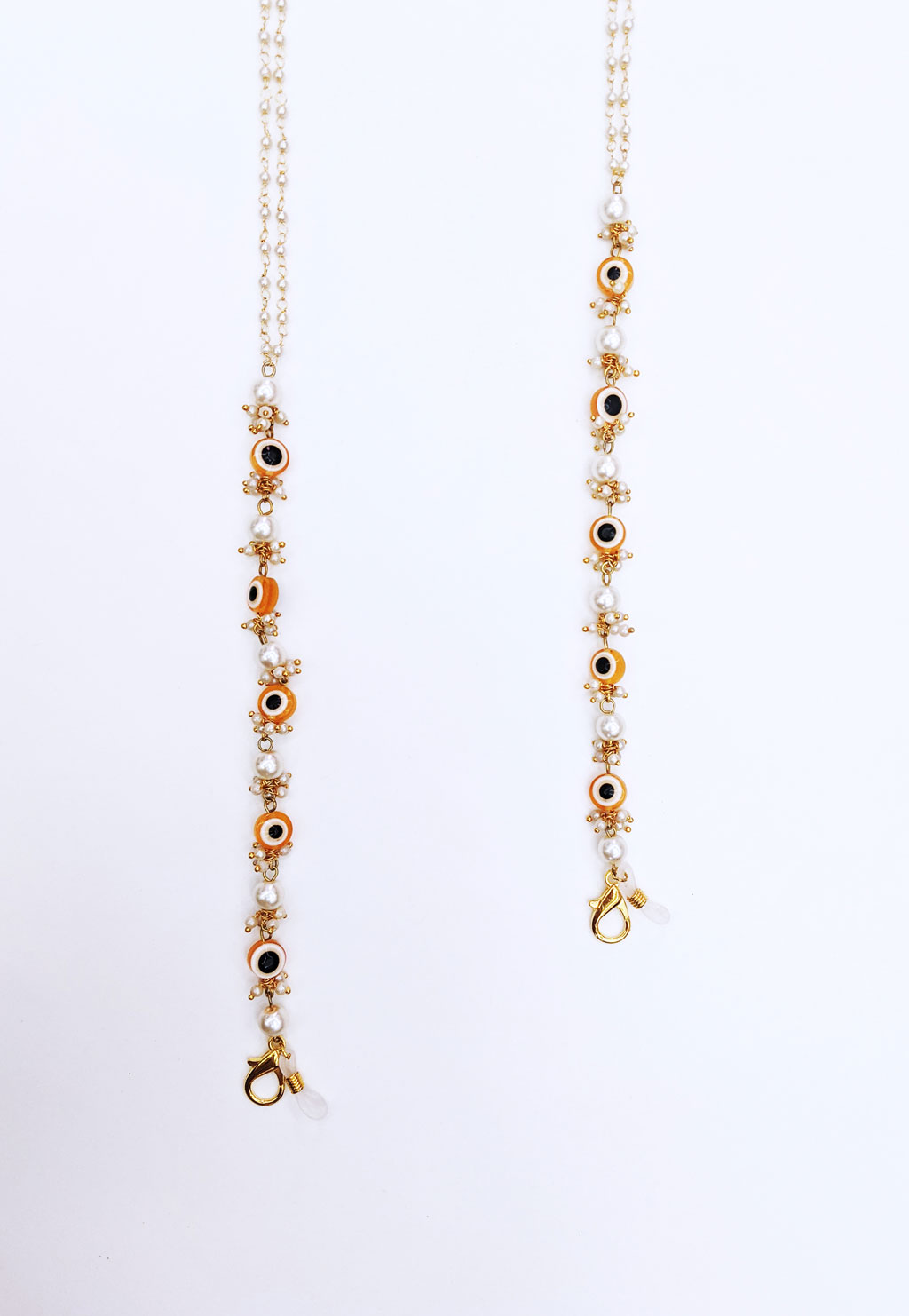 Handcrafted Pearl Mask Chain with Evil Eye accents for Face Masks
