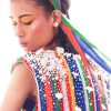 Meow Multi Colored Tassel Cape with Pearl and crystal bead hand embroidery