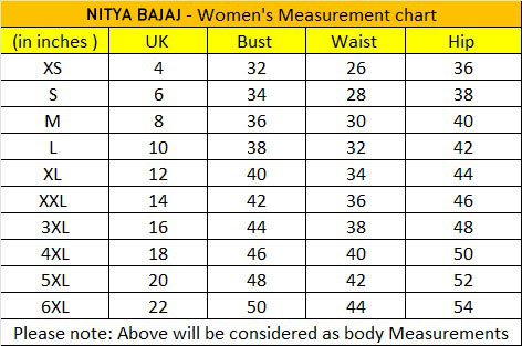Nitya Bajaj Size Guide - Nitya Bajaj